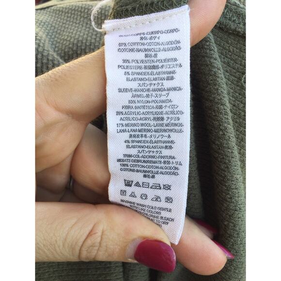 Free People green top ~ waffle olive green fairy grunge art school - Picture 11 of 14